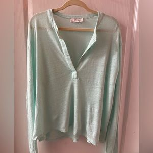 Vineyard Vines Long-Sleeve Linen Henley size L mint green